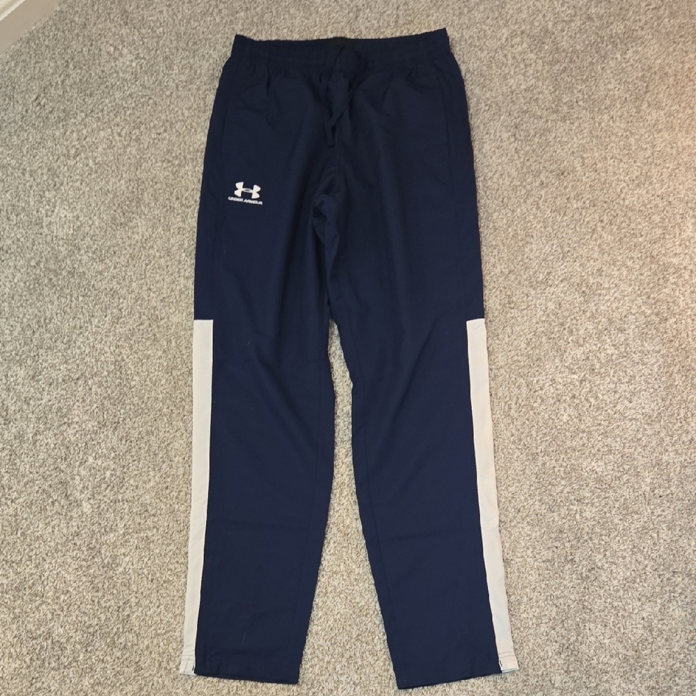 Under Armour Navy Blue Sweatpants with White Side Panels